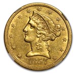 1857-S $5 Liberty Gold Half Eagle AU-55 NGC
